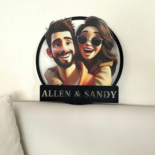 Personalized Round Cartoon Photo Frame Romantic Gift For Valentine's Day