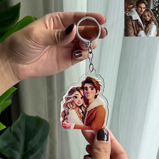 Personalized Cartoon Photo Keychain Sweet Gift For Lover