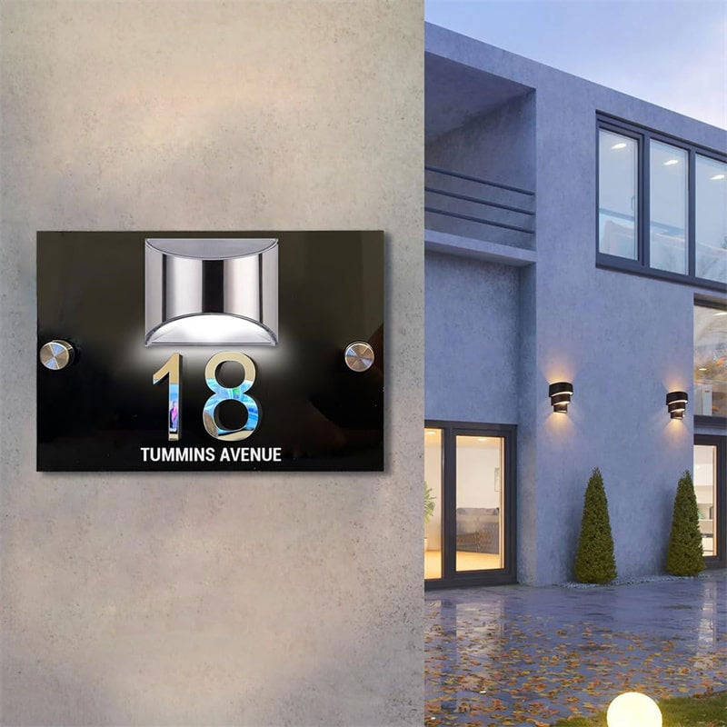 Personalized 3D solar powered house number sign