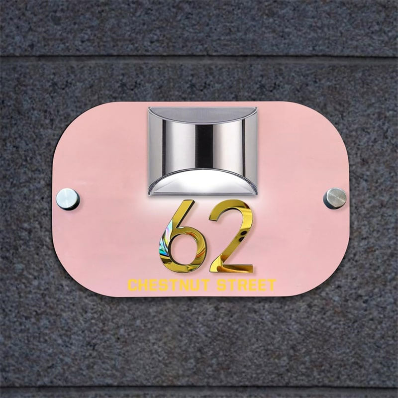 Personalized 3D solar powered house number sign