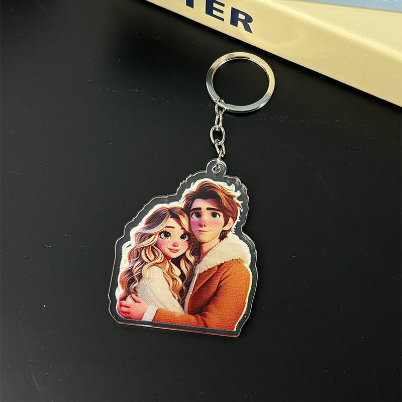 Personalized Cartoon Photo Keychain Sweet Gift For Lover