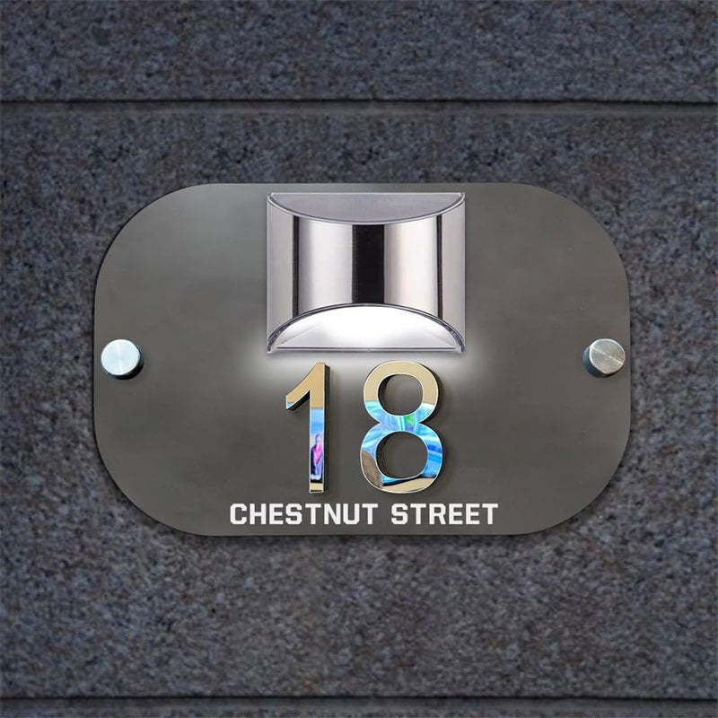 Personalized 3D solar powered house number sign