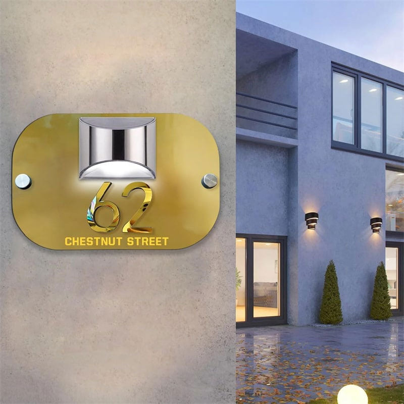 Personalized 3D solar powered house number sign