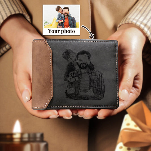 Men's custom photo wallet, gray, personalized gifts