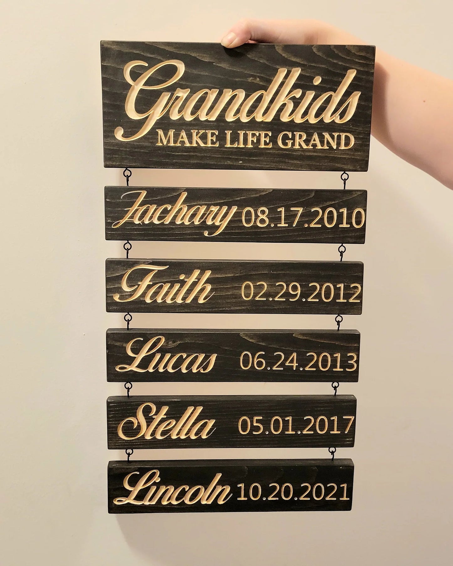 Personalized Grandkids Hanging Sign (Engraved) Family Keepsake