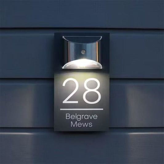 Personalized 3D solar powered house number sign